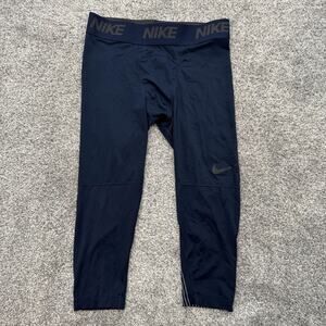 Nike Dri-Fit Compression Pants Womens Medium Navy Blue Running Tights Athletic M